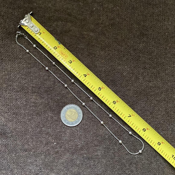 Italy 925 silver bead station chain necklace, 18” - Picture 5 of 5